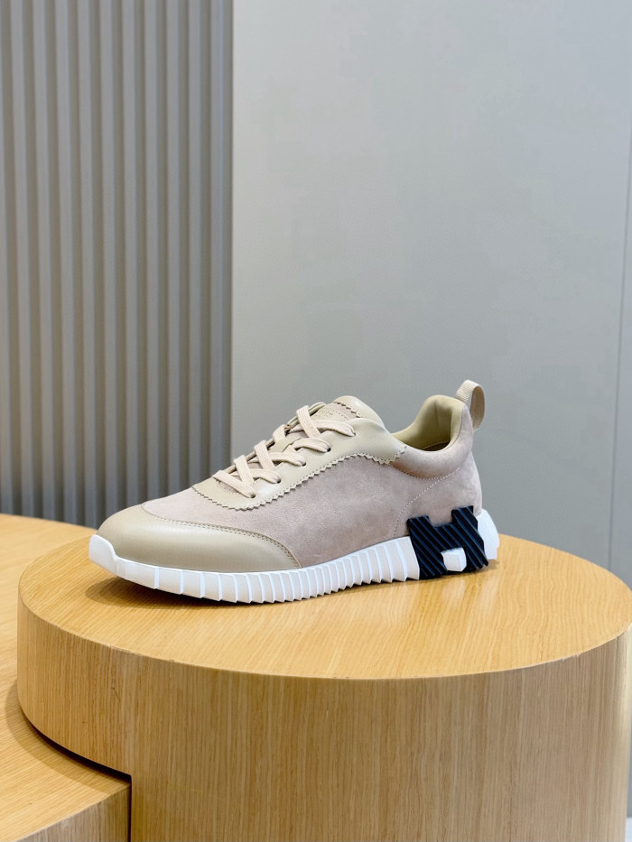 NIGO Hermes Men's Spring/Summer Fashion Casual Round Toe Lace Up Contrasting Color Suede Cowhide Low Top Sneakers #nigo78237