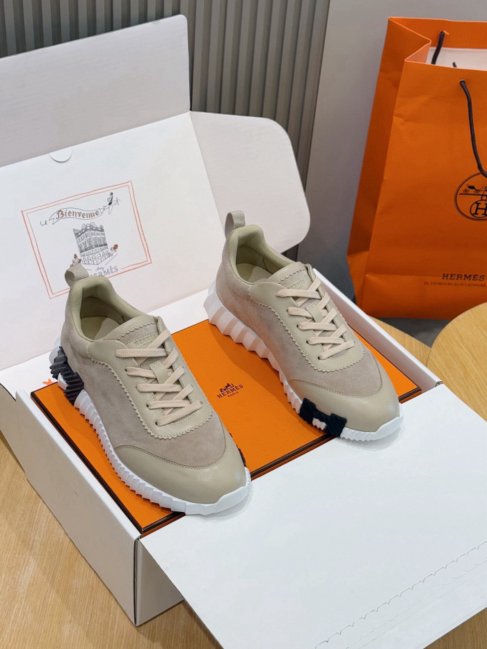 NIGO Hermes Men's Spring/Summer Fashion Casual Round Toe Lace Up Contrasting Color Suede Cowhide Low Top Sneakers #nigo78237