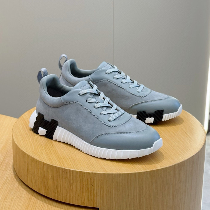 NIGO Hermes Men's Spring/Summer Fashion Casual Round Toe Lace Up Contrasting Color Suede Cowhide Low Top Sneakers #nigo78237
