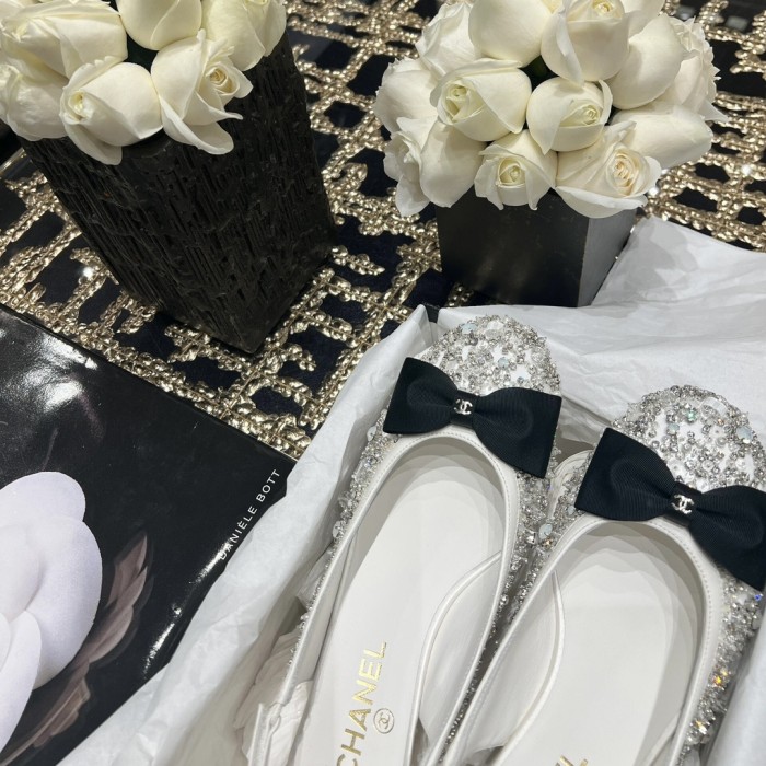 NIGO Chanel Women's Classic Fashion Spring Summer And Fall Bow Round Toe Diamond Mary Jane Shoes Slip-on Open Back Shoes #nigo78228