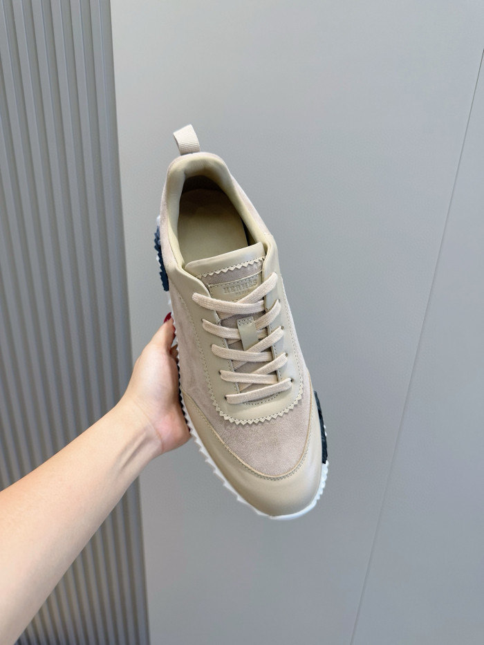 NIGO Hermes Men's Spring/Summer Fashion Casual Round Toe Lace Up Contrasting Color Suede Cowhide Low Top Sneakers #nigo78237