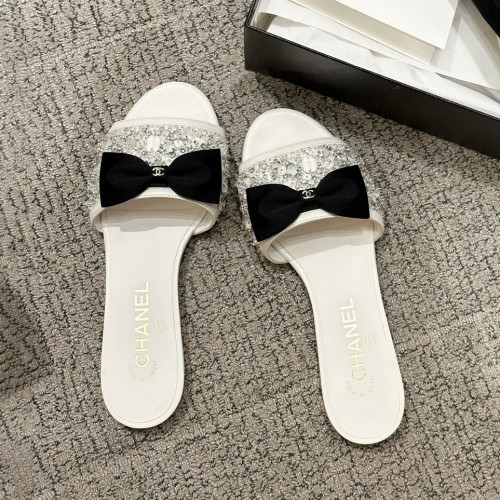 NIGO Chanel Women's Spring/Summer Fashion Casual Toe Exposed Flat Heeled Bow Logo Diamond Mary Jane Shoes #nigo78229
