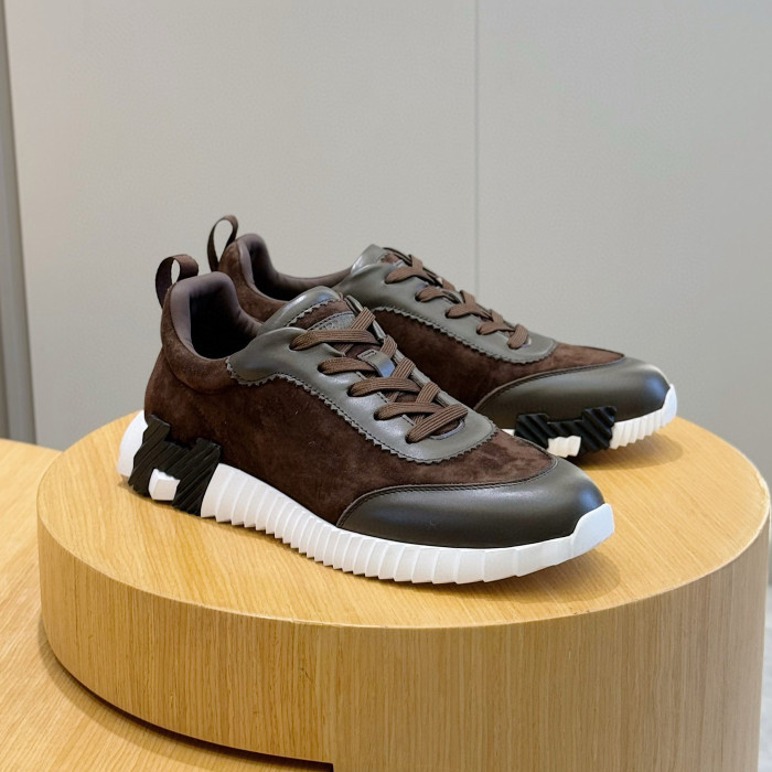 NIGO Hermes Men's Spring/Summer Fashion Casual Round Toe Lace Up Contrasting Color Suede Cowhide Low Top Sneakers #nigo78237
