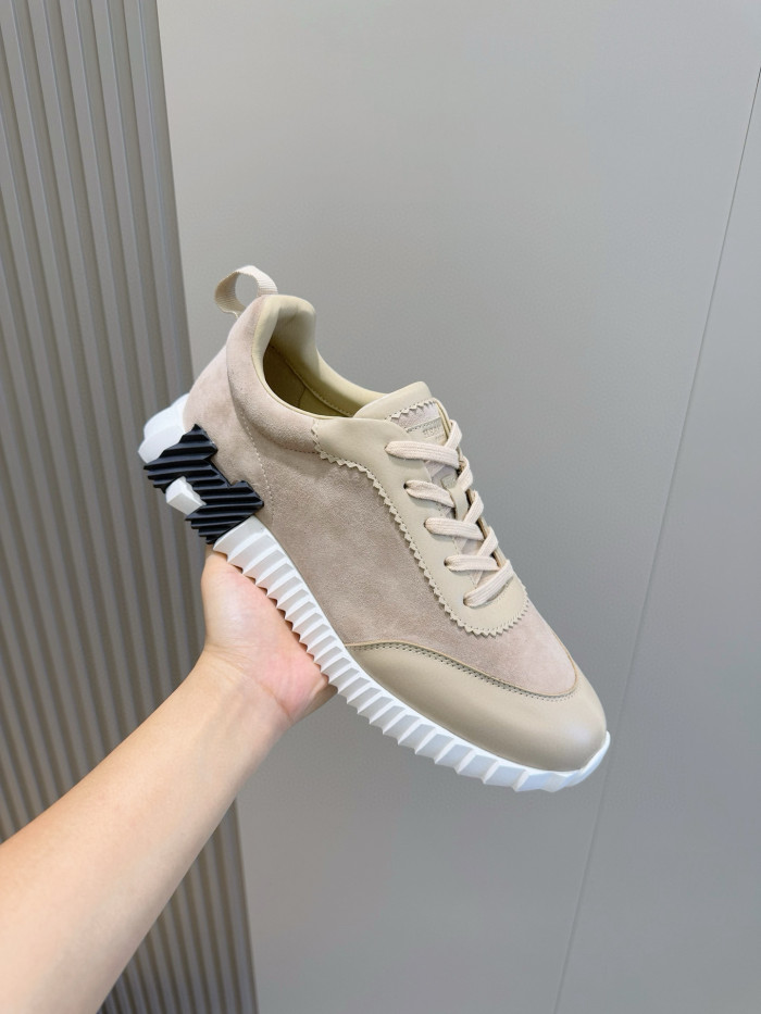 NIGO Hermes Men's Spring/Summer Fashion Casual Round Toe Lace Up Contrasting Color Suede Cowhide Low Top Sneakers #nigo78237