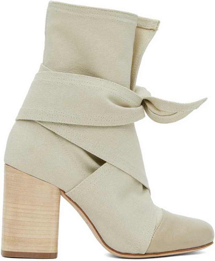 NIGO Lemaire Women's Canvas Leather High-Heeled Short Boots, Spring And Autumn Solid Color Bow Round Toe Lace-Up Thick Heel Casual Shoes Ngvp #nigo2147