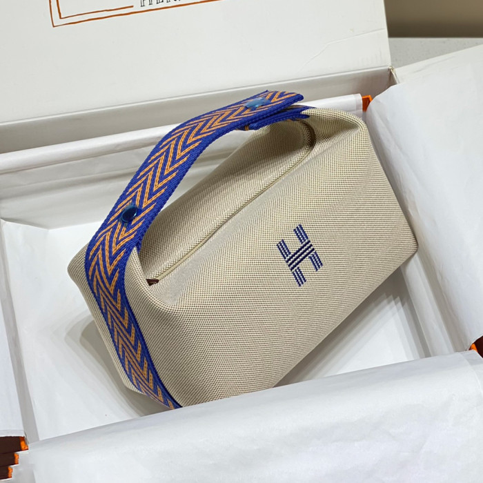 NIGO Hermes Classic Casual Color Block Canvas Tote Bag Makeup Bag Toiletry Bag Bags #nigo78245