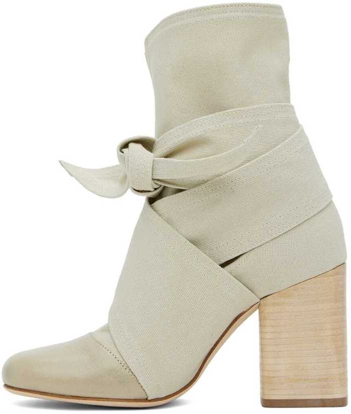 NIGO Lemaire Women's Canvas Leather High-Heeled Short Boots, Spring And Autumn Solid Color Bow Round Toe Lace-Up Thick Heel Casual Shoes Ngvp #nigo2147