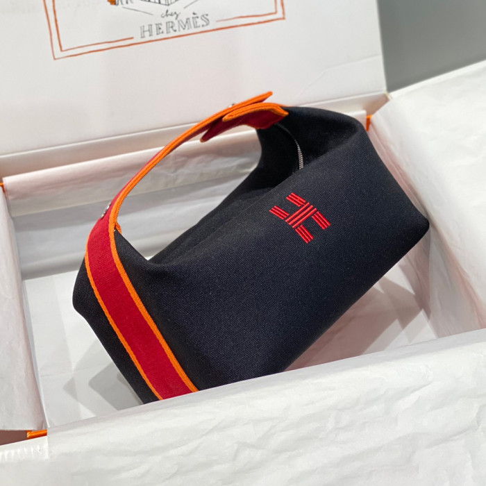 NIGO Hermes Classic Casual Color Block Canvas Tote Bag Makeup Bag Toiletry Bag Bags #nigo78245