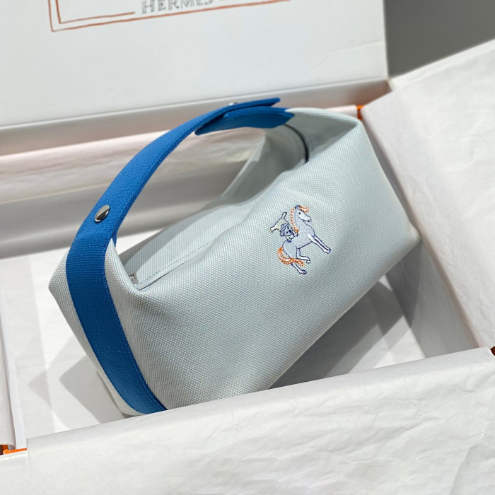 NIGO Hermes Classic Casual Color Block Canvas Tote Bag Makeup Bag Toiletry Bag Bags #nigo78245