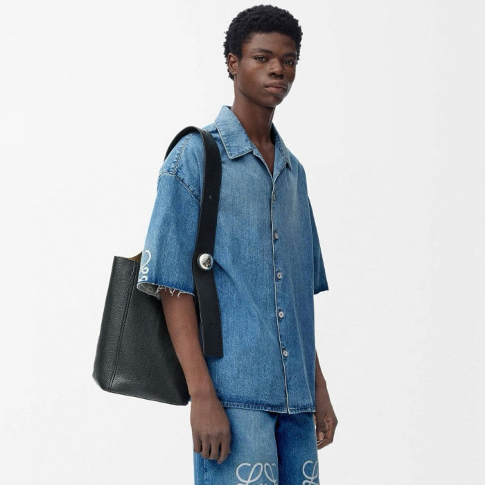 NIGO Loewe Men's Spring/Summer Fashion Casual Cotton Collared Single-breasted Patterned Printed Washed Denim Short-sleeved Shirt #nigo78251