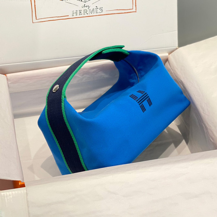 NIGO Hermes Classic Casual Color Block Canvas Tote Bag Makeup Bag Toiletry Bag Bags #nigo78245