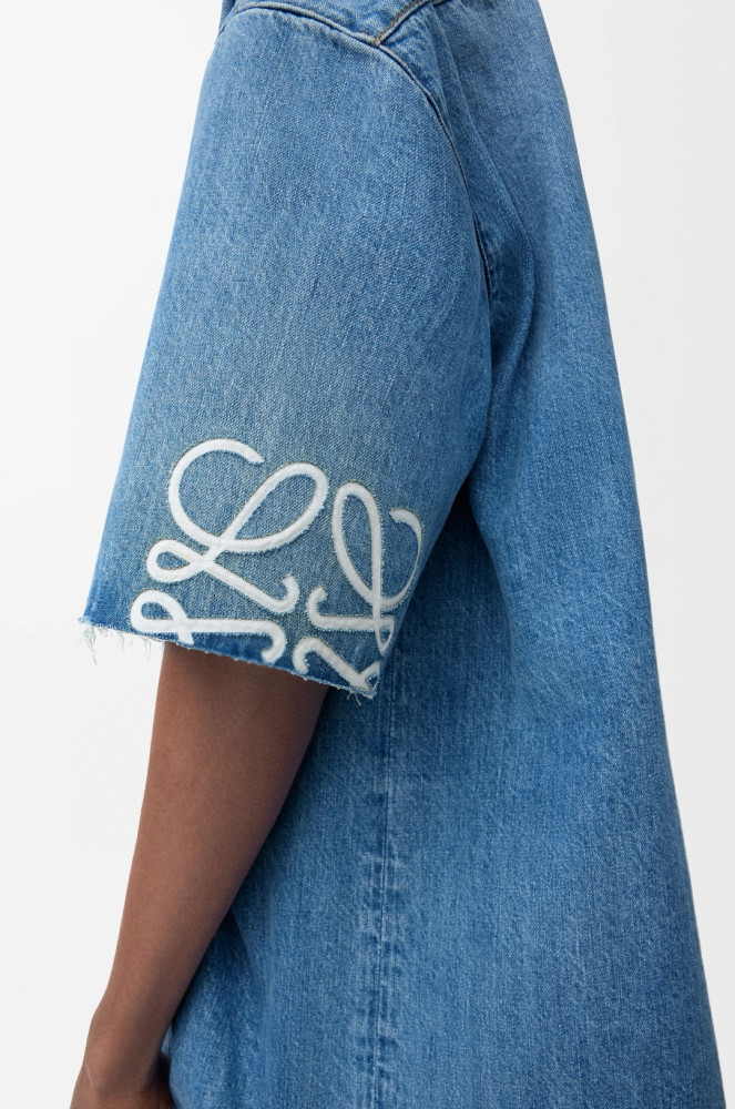 NIGO Loewe Men's Spring/Summer Fashion Casual Cotton Collared Single-breasted Patterned Printed Washed Denim Short-sleeved Shirt #nigo78251