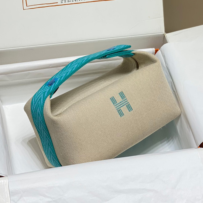 NIGO Hermes Classic Casual Color Block Canvas Tote Bag Makeup Bag Toiletry Bag Bags #nigo78245