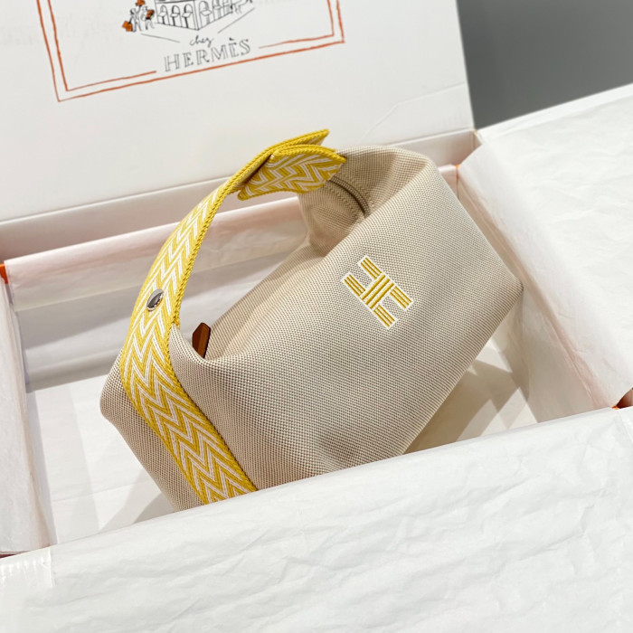 NIGO Hermes Classic Casual Color Block Canvas Tote Bag Makeup Bag Toiletry Bag Bags #nigo78245