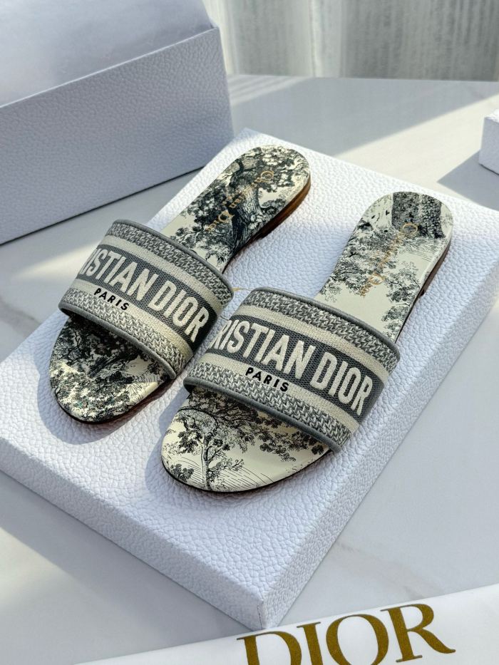 NIGO Dior Dway Women's Spring/Summer Fashion Round Toe Cotton Embroidered Slip On Slippers Shoes #nigo78272