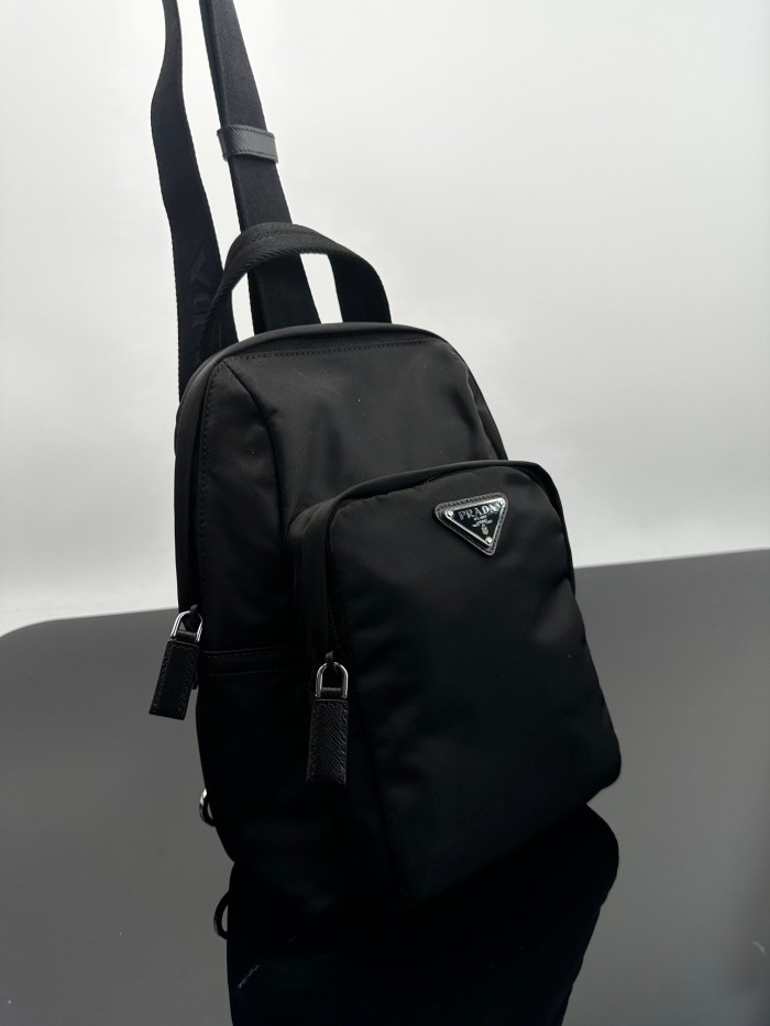 NIGO Prada Men's Solid Color Fashion Casual Triangle Logo Recycled Nylon Backpack Bags #nigo78271