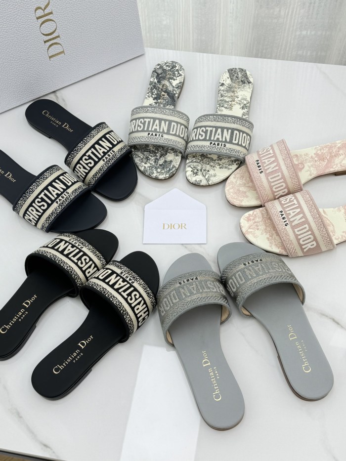 NIGO Dior Dway Women's Spring/Summer Fashion Round Toe Cotton Embroidered Slip On Slippers Shoes #nigo78272
