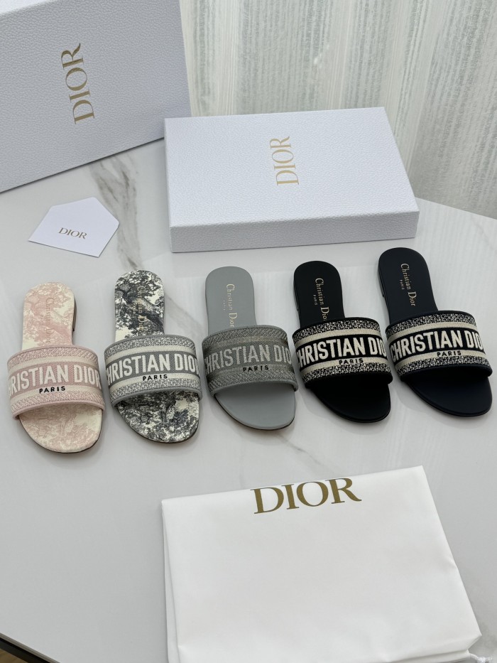 NIGO Dior Dway Women's Spring/Summer Fashion Round Toe Cotton Embroidered Slip On Slippers Shoes #nigo78272