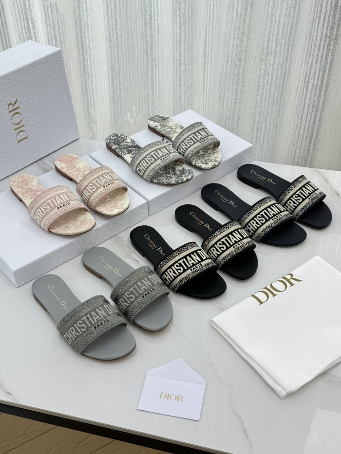 NIGO Dior Dway Women's Spring/Summer Fashion Round Toe Cotton Embroidered Slip On Slippers Shoes #nigo78272