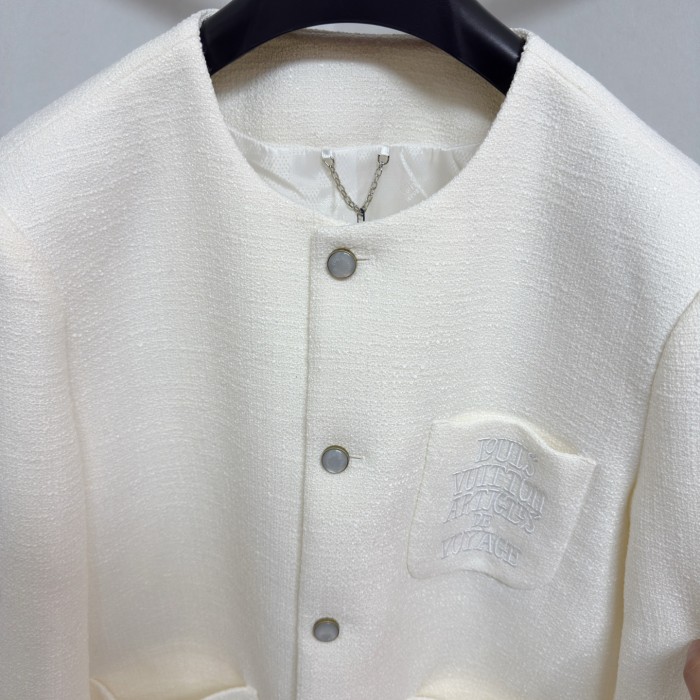 NIGO Louis Vuitton Men's Spring/Fall Solid Color Classic Casual Cotton Letter Embroidered Logo Collarless Single Breasted Long Sleeved Jacket #nigo78269