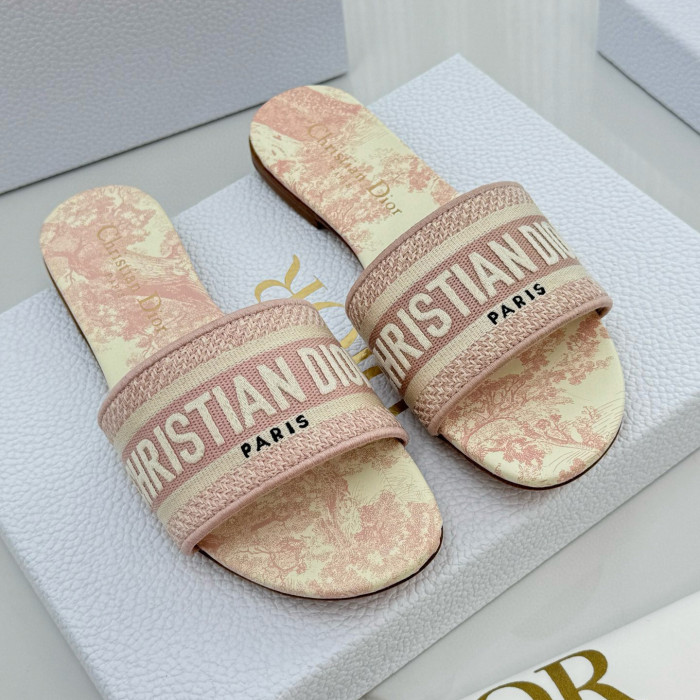 NIGO Dior Dway Women's Spring/Summer Fashion Round Toe Cotton Embroidered Slip On Slippers Shoes #nigo78272
