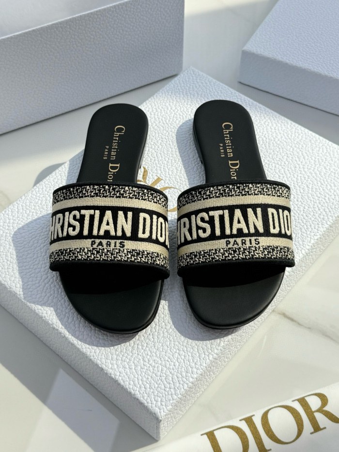 NIGO Dior Dway Women's Spring/Summer Fashion Round Toe Cotton Embroidered Slip On Slippers Shoes #nigo78272
