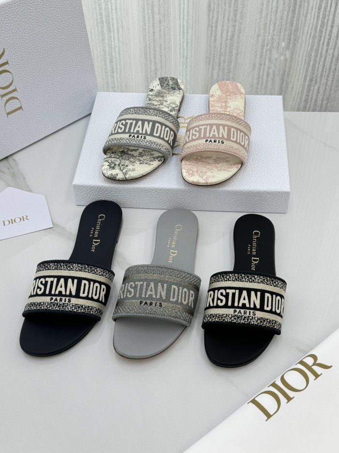 NIGO Dior Dway Women's Spring/Summer Fashion Round Toe Cotton Embroidered Slip On Slippers Shoes #nigo78272