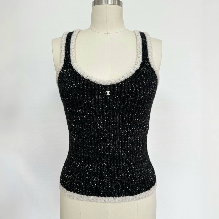 NIGO Chanel Women's-Vest  Summer Color Block Round Neck Sleeveless Logo Embellished Starry Sky Tank Top #nigo78274