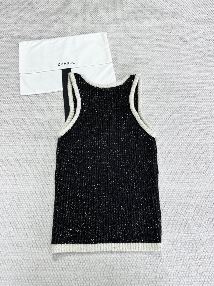 NIGO Chanel Women's-Vest  Summer Color Block Round Neck Sleeveless Logo Embellished Starry Sky Tank Top #nigo78274