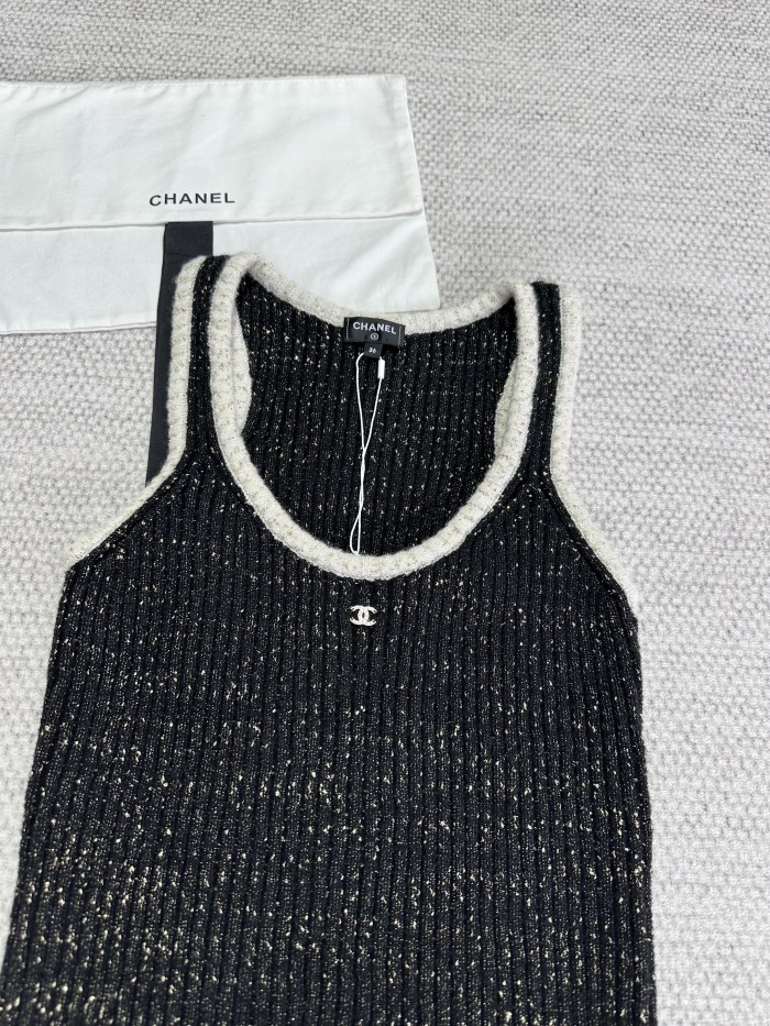 NIGO Chanel Women's-Vest  Summer Color Block Round Neck Sleeveless Logo Embellished Starry Sky Tank Top #nigo78274