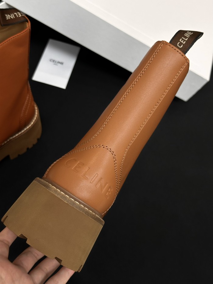 NIGO Celine Women's Spring/Fall Fashion Classic Nylon Glossy Leather Lace Up Thick Sole Martin Boots Short Boots Shoes #nigo78277