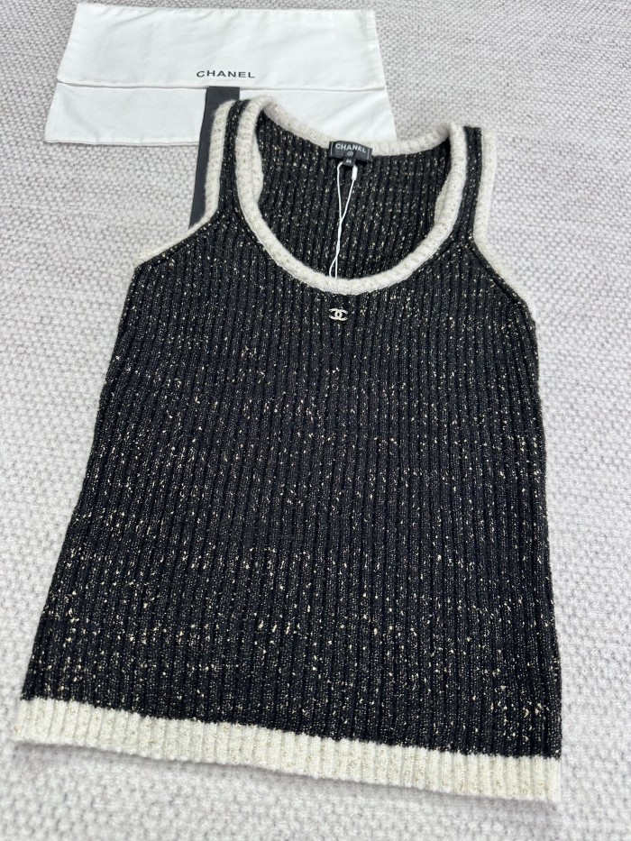 NIGO Chanel Women's-Vest  Summer Color Block Round Neck Sleeveless Logo Embellished Starry Sky Tank Top #nigo78274