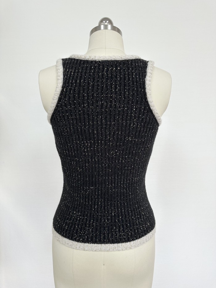 NIGO Chanel Women's-Vest  Summer Color Block Round Neck Sleeveless Logo Embellished Starry Sky Tank Top #nigo78274