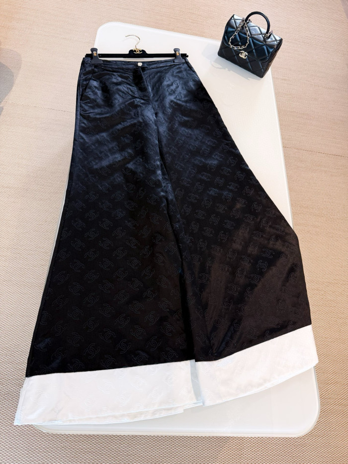 NIGO Chanel Métiers d’art Women's Spring/Autumn Fashion Classic Dark Pattern Jacquard Wide Leg Silk Casual Pants #nigo78288