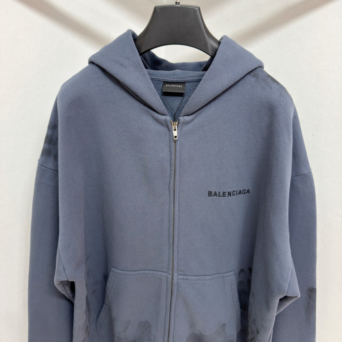 NIGO Balenciaga BACK HOODIE Men's Spring/Autumn Fashion Casual Solid Color Embroidered Zipper Gathered Cuffs Waist Hooded Cardigan Jacket Sweatshirt #nigo78283