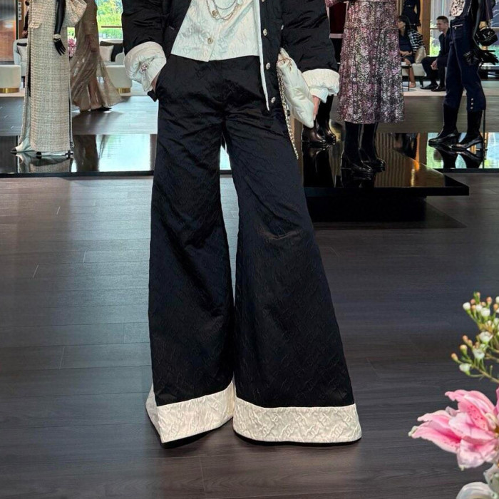 NIGO Chanel Métiers d’art Women's Spring/Autumn Fashion Classic Dark Pattern Jacquard Wide Leg Silk Casual Pants #nigo78288