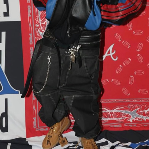NIGO Opium Style Black Denim Workwear Lumberjack Pants Baggy Fit Playboicarti Concert Same Men's Spring And Summer Long Pants Ngvp #nigo2239