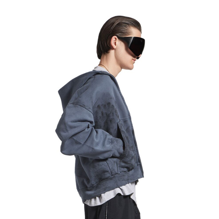 NIGO Balenciaga BACK HOODIE Men's Spring/Autumn Fashion Casual Solid Color Embroidered Zipper Gathered Cuffs Waist Hooded Cardigan Jacket Sweatshirt #nigo78283