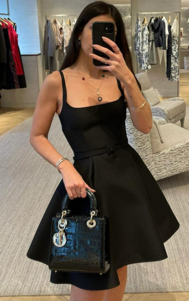 NIGO Dior Women's Spring/Autumn Square Neck Silk And Wool Short Zipper Solid Color Belt Sleeveless Halter Dresses Ngvp #nigo2158