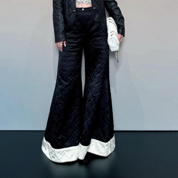 NIGO Chanel Métiers d’art Women's Spring/Autumn Fashion Classic Dark Pattern Jacquard Wide Leg Silk Casual Pants #nigo78288
