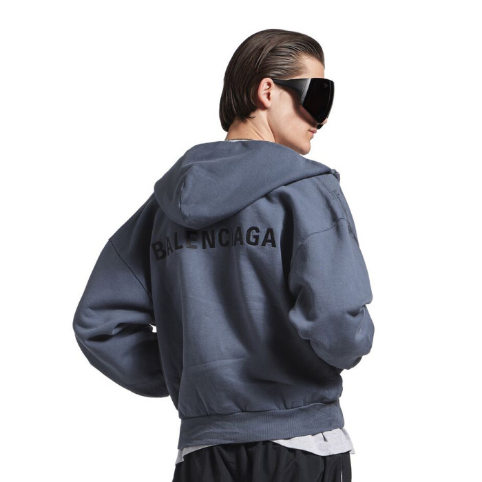 NIGO Balenciaga BACK HOODIE Men's Spring/Autumn Fashion Casual Solid Color Embroidered Zipper Gathered Cuffs Waist Hooded Cardigan Jacket Sweatshirt #nigo78283
