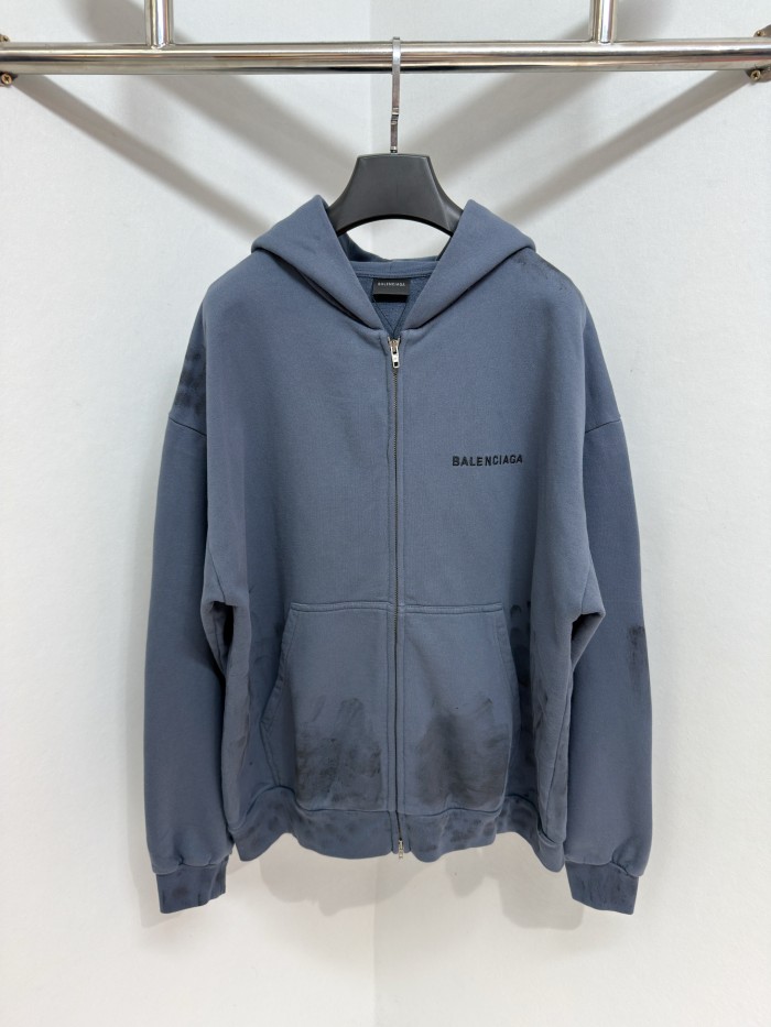NIGO Balenciaga BACK HOODIE Men's Spring/Autumn Fashion Casual Solid Color Embroidered Zipper Gathered Cuffs Waist Hooded Cardigan Jacket Sweatshirt #nigo78283