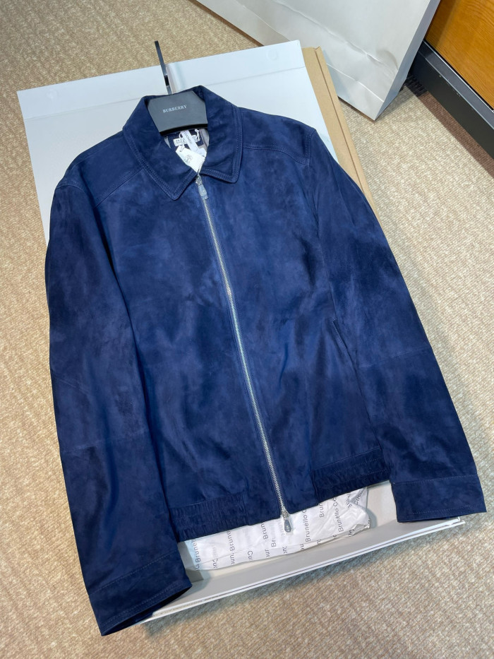NIGO Brunello Cucinelli Men's Spring/Autumn Fashion Classic Solid Color Lapel Zipper Long Sleeve Suede Pilot Jacket #nigo78284