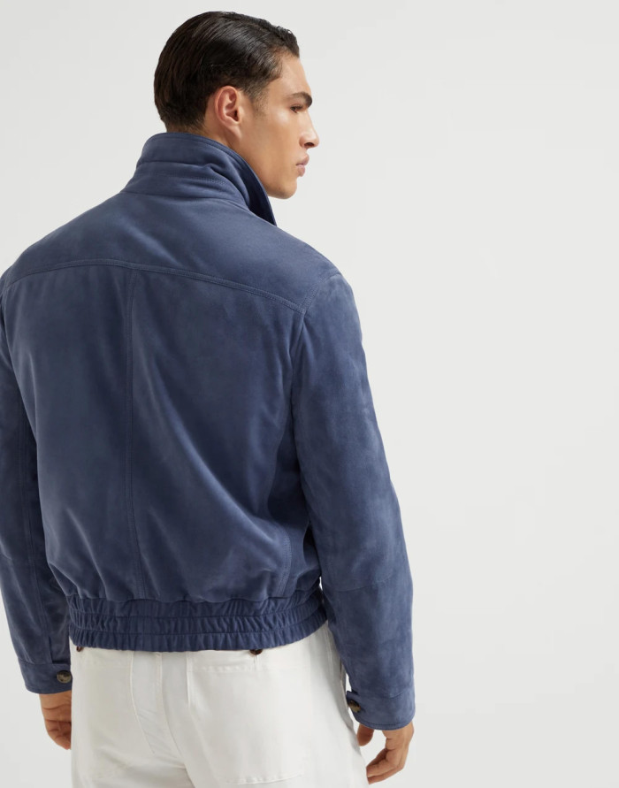 NIGO Brunello Cucinelli Men's Spring/Autumn Fashion Classic Solid Color Lapel Zipper Long Sleeve Suede Pilot Jacket #nigo78284