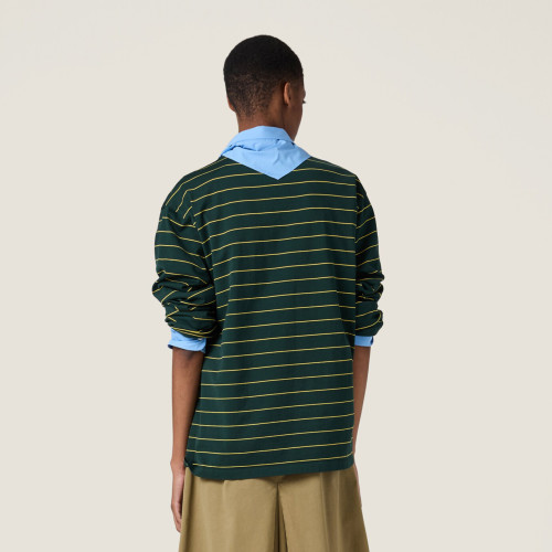 NIGO MiuMiu Women's Spring/Autumn Fashion Casual Cotton Plain Weave Knitted Striped Drop Shoulder Sleeve Round Neck Long Sleeve T-Shirt Top #nigo78299