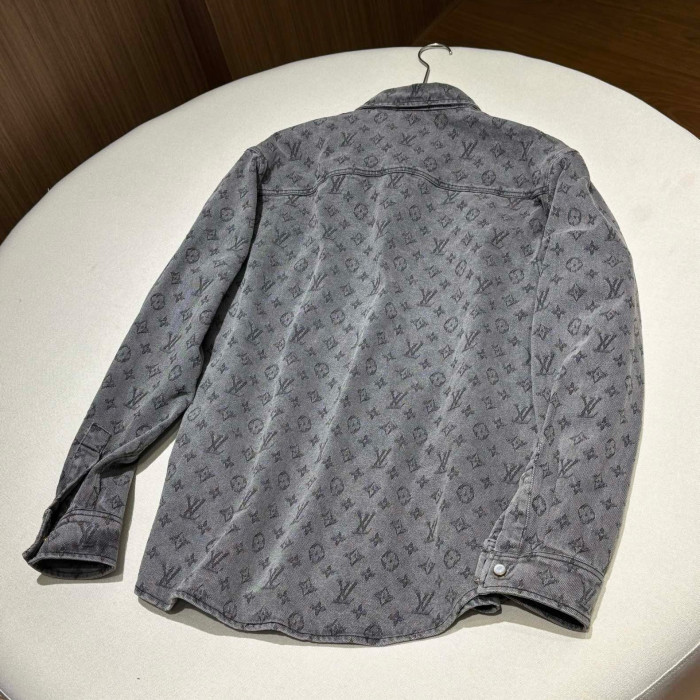NIGO Louis Vuitton Men's And Women's Spring/Summer Fashion Casual Denim Washed Vintage Loose Print Shirt #nigo78311