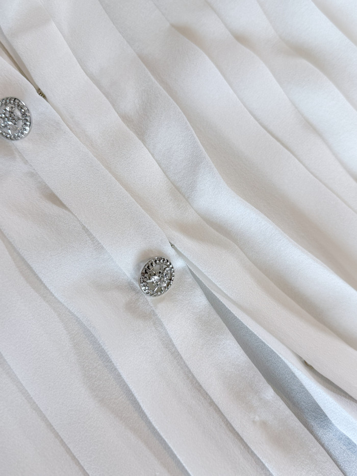 NIGO Chanel Women's Spring/Summer Cape Silk Slit Rhinestone Button Top Solid Color Lapel Sleeveless Shirt Ngvp #nigo2273