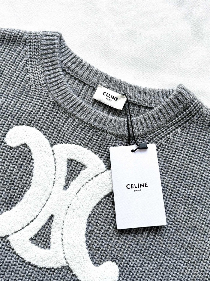 NIGO Celine Women's Spring/autumn Fashion Casual Solid Color Loose Logo Knitted Sweater With Round Neck Pullover Sweater #nigo78331