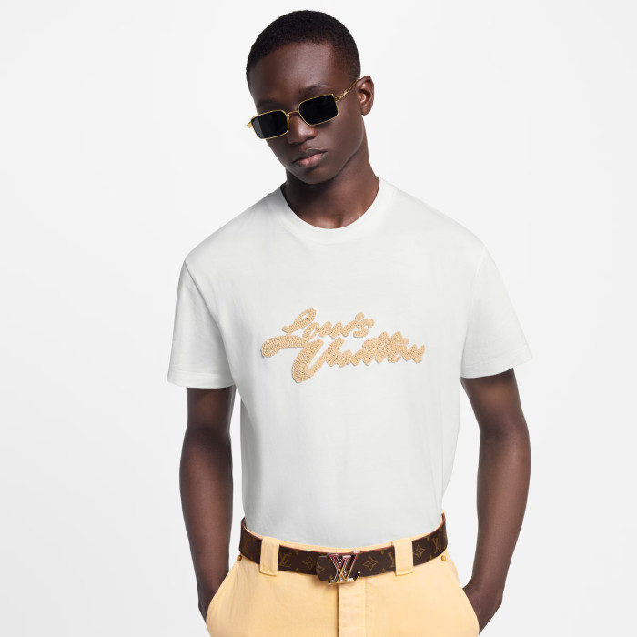 NIGO Louis Vuitton Men's Summer Logo Embroidered Solid Color Straight Leg Crew Neck Short Sleeve T-Shirt #nigo81483