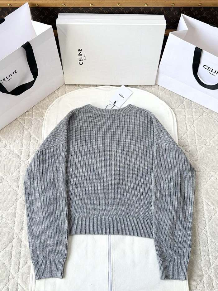NIGO Celine Women's Spring/autumn Fashion Casual Solid Color Loose Logo Knitted Sweater With Round Neck Pullover Sweater #nigo78331